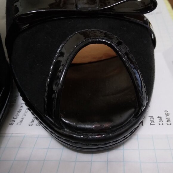 Sofft | Black Leather Suede Peep Toe 3" Pump | Size 9.5 M - Picture 11 of 11